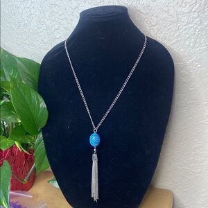 Elegant Silver Necklace with Blue Pendant